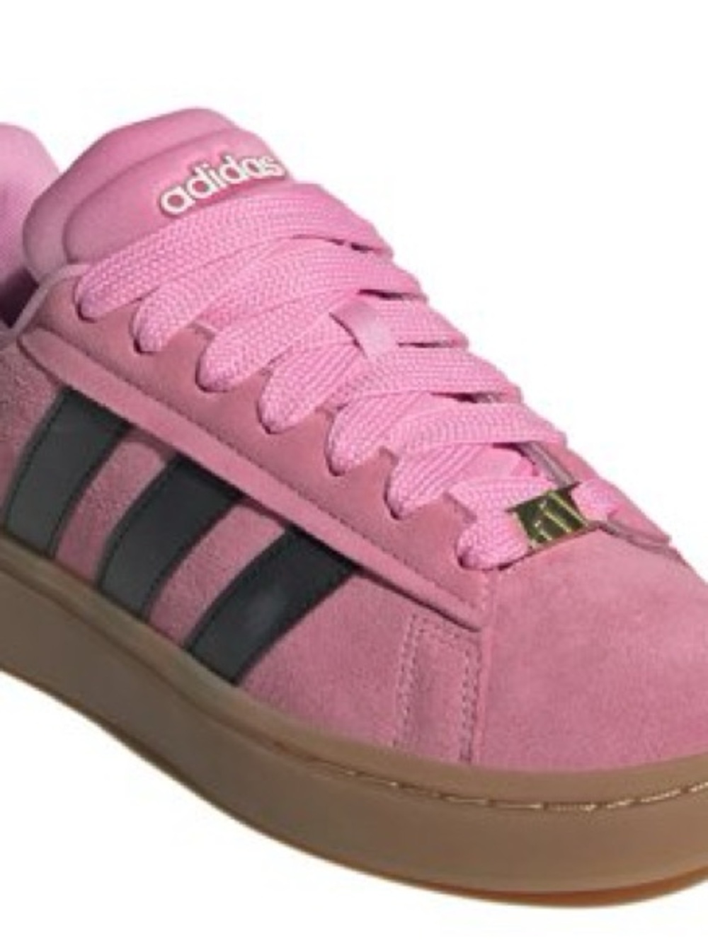 adidas Pink Suede Sneaker with Black Stripes and Gum Sole